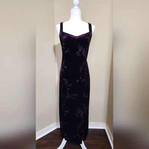 Vintage 1990's Caren Desiree Company Petite 12  Deep purple Velvet Formal Dress